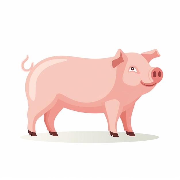 Vector de cerdo aislado Ilustración de animal de granja mamífero cerdo doméstico diseño de cerdo blanco