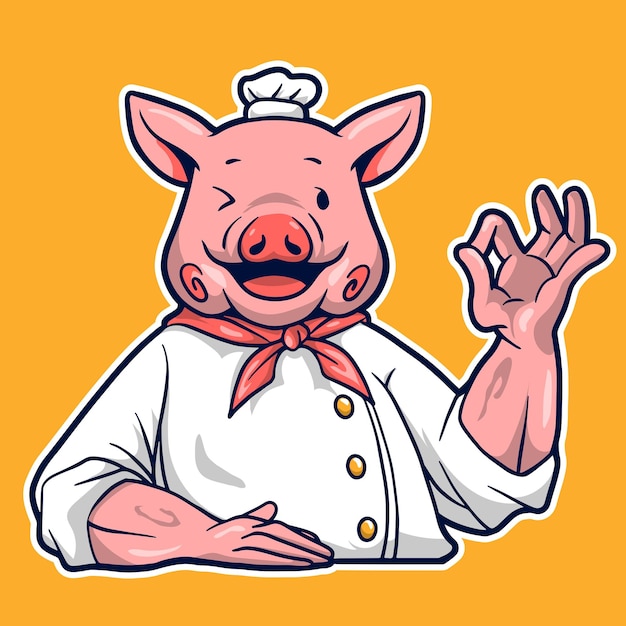 El vector del cerdo del chef de dibujos animados