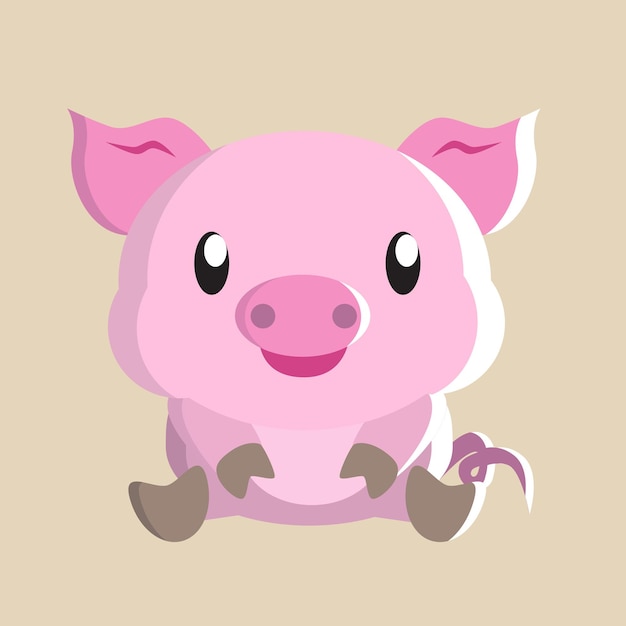 Vector de cerdo con ilustración detallada de luz y sombra