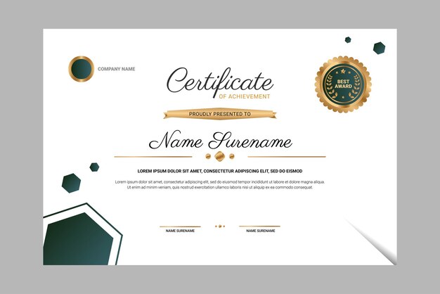 Vector de certificado de degradado moderno