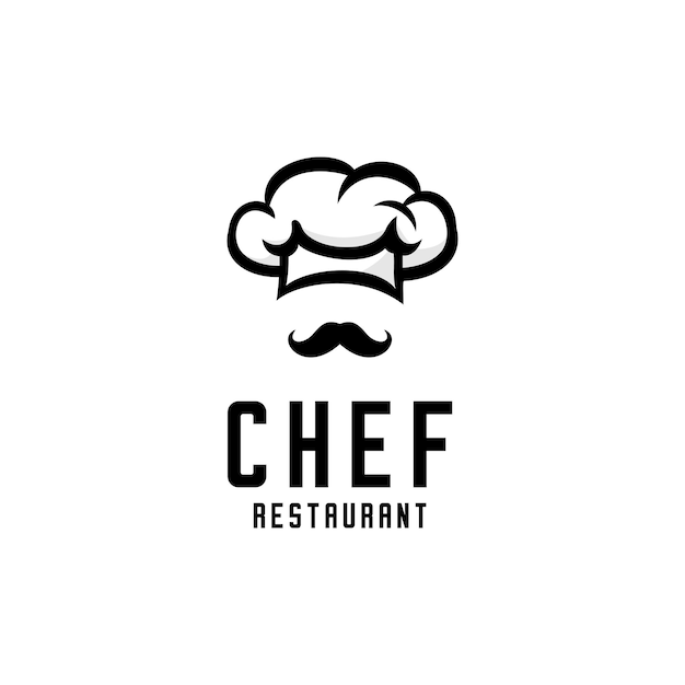 Vector vector chef logotipo sombrero de chef y bigote vector