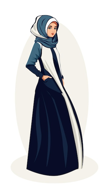 Vector Chica linda con hijab de estilo moderno