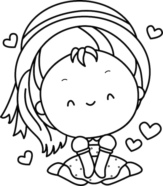 un vector de una chica linda sentada