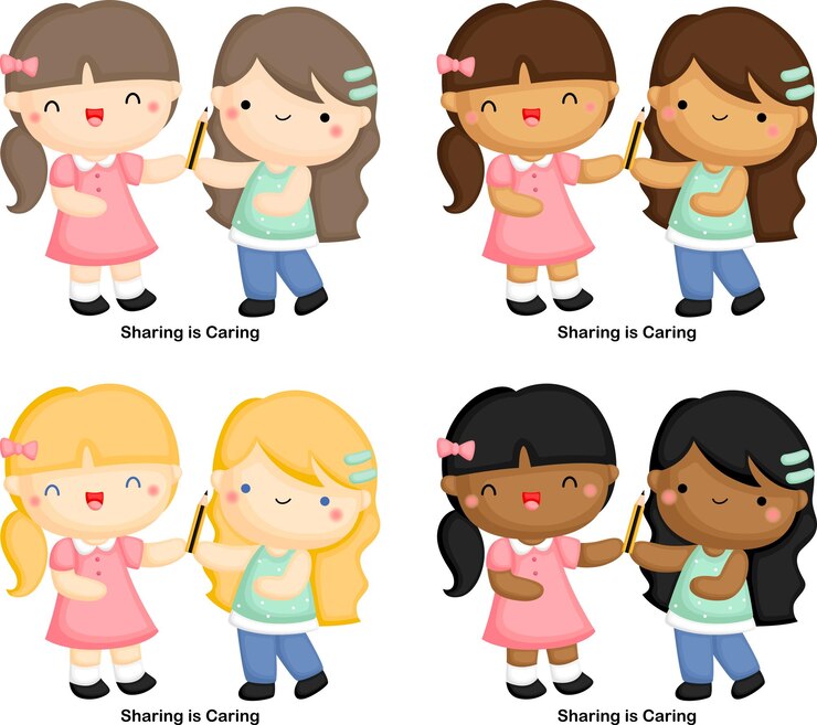 Vector un vector de chicas compartiendo cosas juntas
