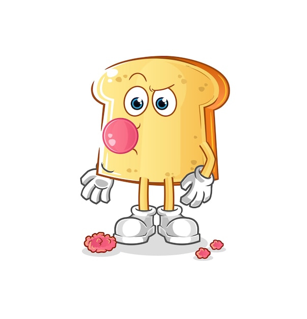 Vector de chicle de pan blanco. personaje animado