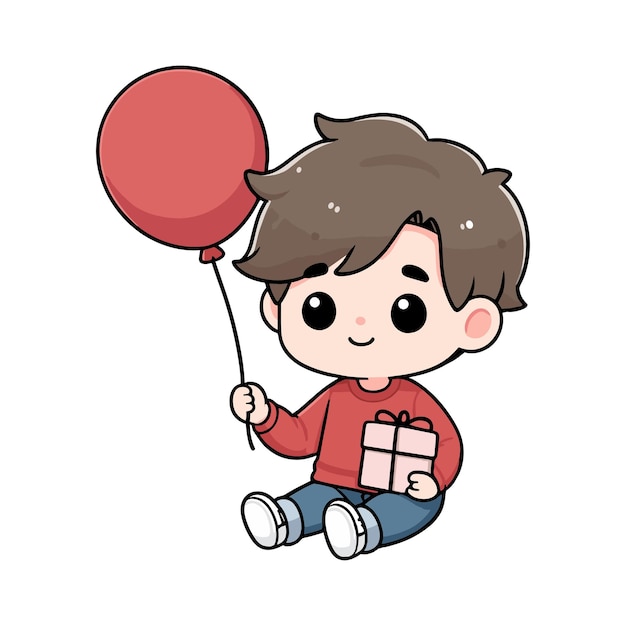 vector chico lindo sosteniendo un globo