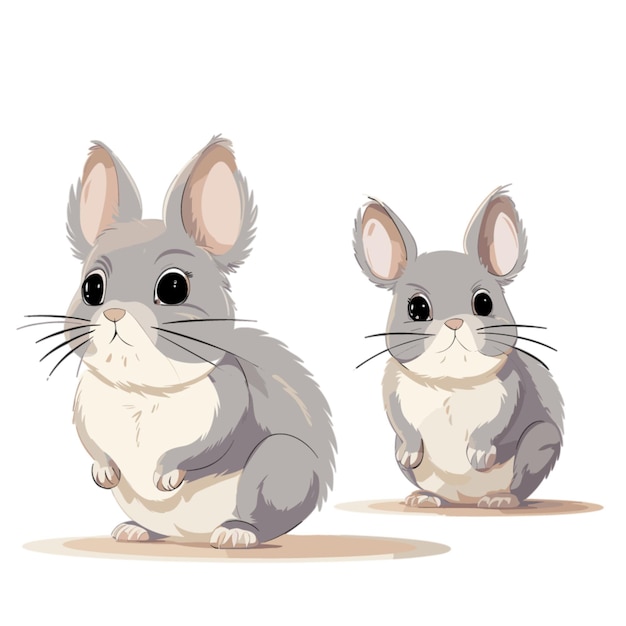 Vector vector de chinchillas sobre un fondo blanco