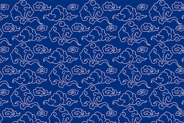 vector chino fondo azul nube patrón ilustración vectorial