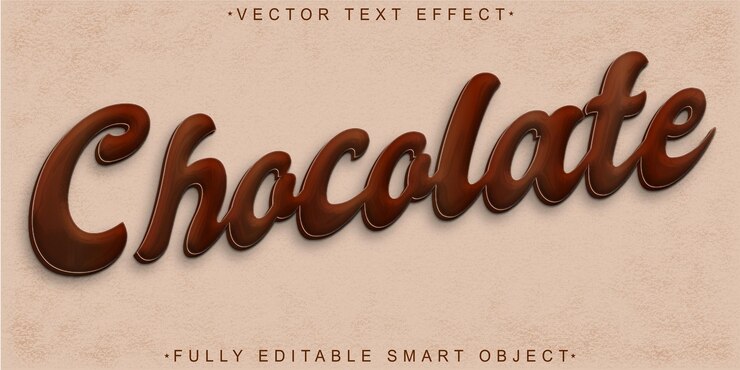 Vector vector de chocolate marrón efecto de texto de objeto inteligente totalmente editable