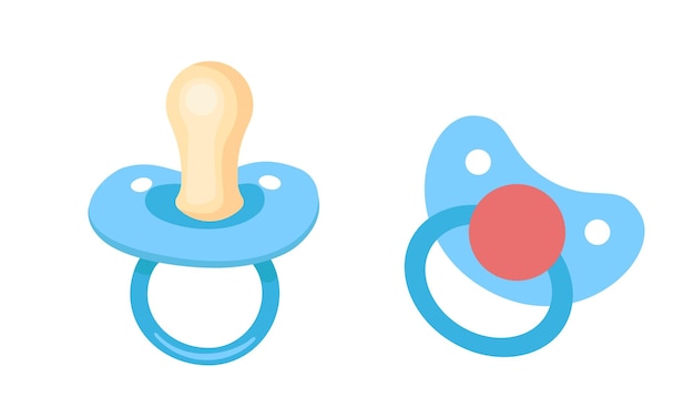 Vector de chupete para bebés en estilo de dibujos animados plano Elemento de clipart para bebés Producto para bebés
