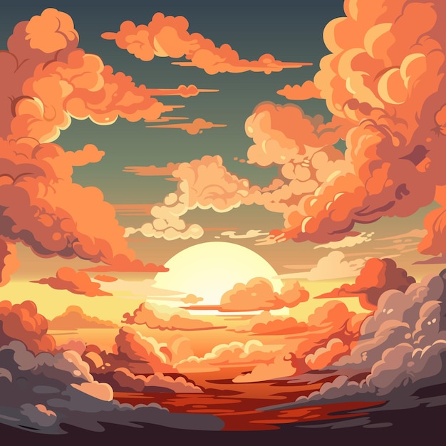 Vector cielo nocturno nubes puesta de sol diseño de fondo ilustración vectorial