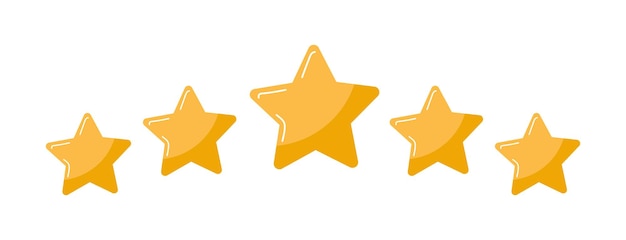 Vector cinco estrellas cliente satisfecho revisión de calificación de producto icono plano para aplicaciones y sitios web dan 5 estrellas