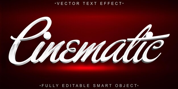 Vector cinematográfico blanco oscuro y brillante Efecto de texto de objeto inteligente totalmente editable