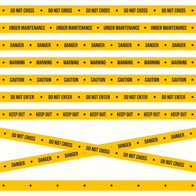 Vector de cinta de advertencia de la escena del crimen y la policía con colores negro y amarillo Señales de construcción de carreteras