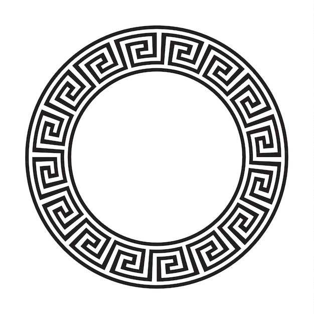 Vector circular ornamento griego EPS, patrón redondo antiguo nacional,