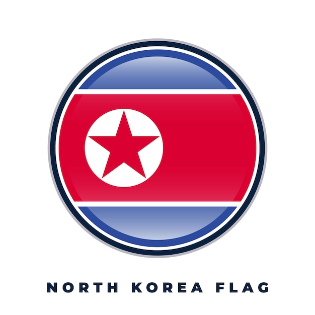 Vector de círculo de diseño redondo de la bandera de Corea del Norte