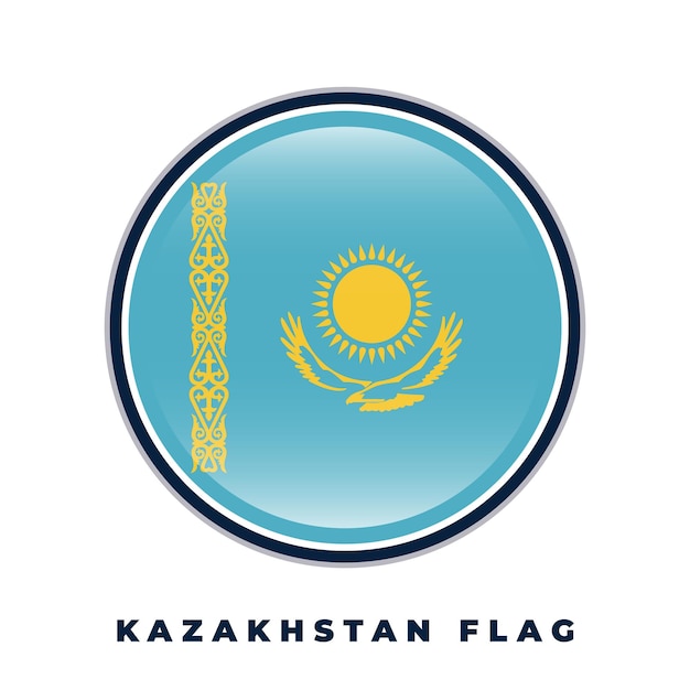 Vector de círculo de diseño redondo de la bandera de Kazajstán
