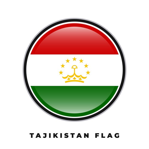 Vector de círculo de diseño redondo de la bandera de Tayikistán