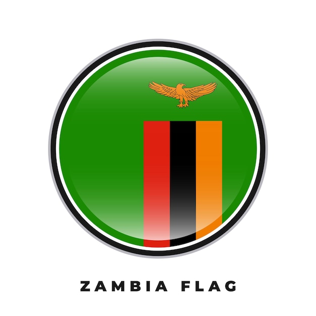 Vector de círculo de diseño redondo de la bandera de Zambia