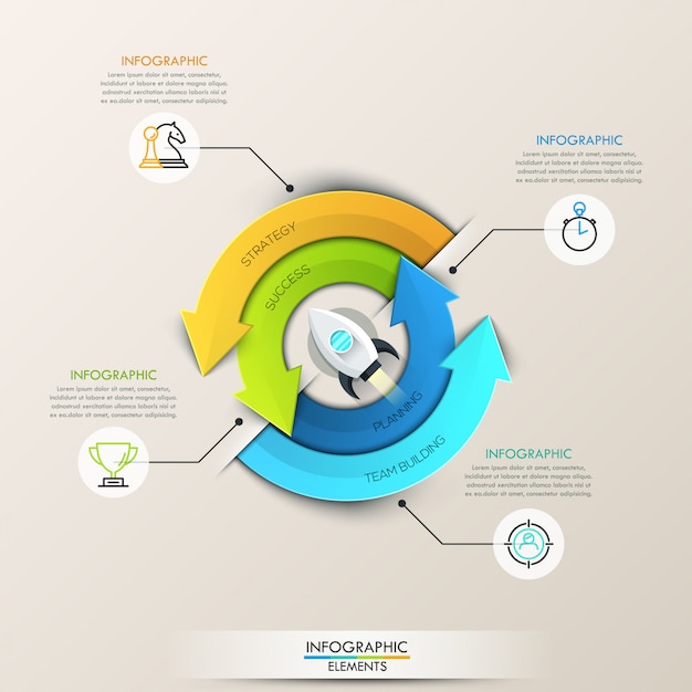 Vector vector círculo flechas infografía por concepto de inicio