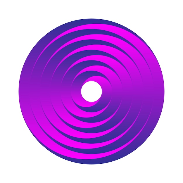 Vector de círculo de remolino ondulado 3d degradado rosa y púrpura. Vórtice espiral rayado lineal abstracto.
