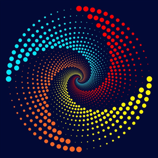 Vector de círculo de vórtice espiral punteado multicolor Ilustración de Mandala