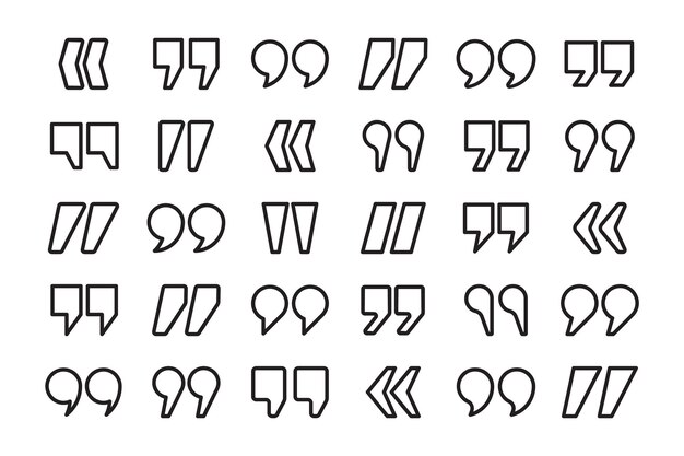 Vector de citas colección de citas icono alineado signo de habla símbolo