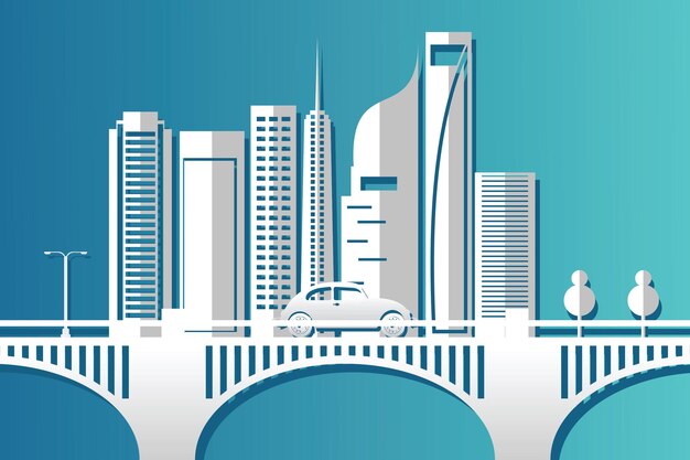Vector de ciudad de corte de papel