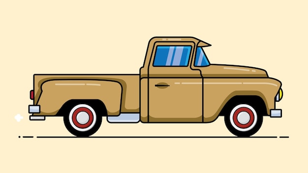Vector clásico camioneta color marrón estilo plano