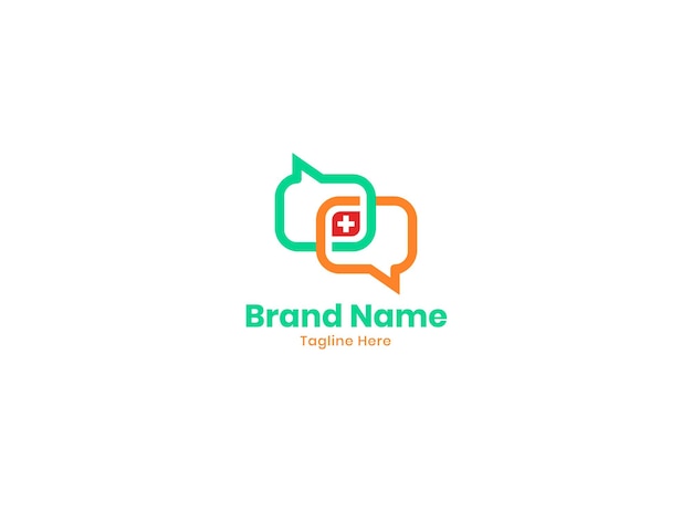 Vector de clínica de salud más logotipo con icono de conversación