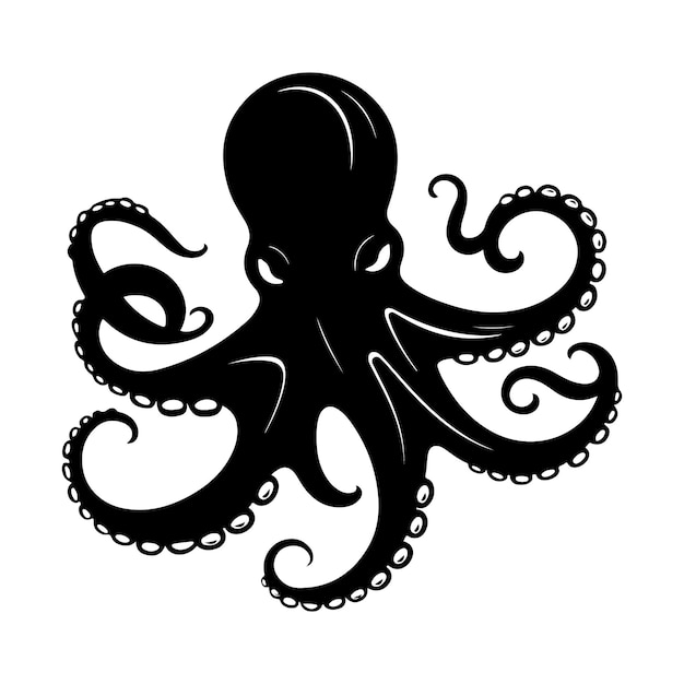 Vector de clip art de silueta negra de pulpo