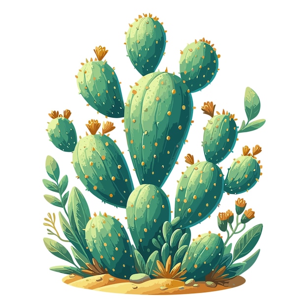 Vector vector de clipart de la planta de cactus cute opuntia