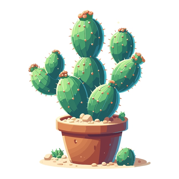 Vector vector de clipart de la planta de cactus cute opuntia