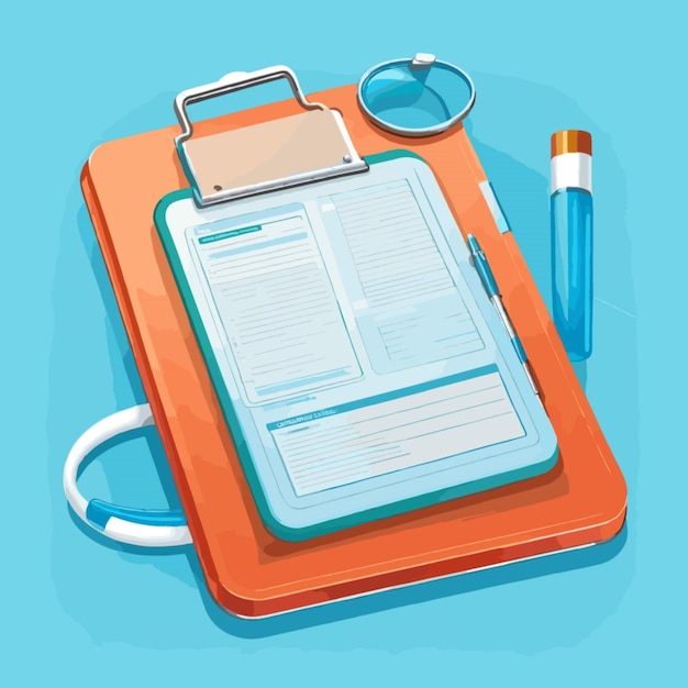 Vector de clipboard médico en fondo azul