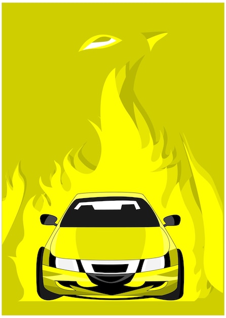 Vector de coche amarillo con diseño de firevector amarillo