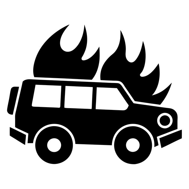 Vector coche de aventura con fuego llama conjunto colecciones fondo blanco 6