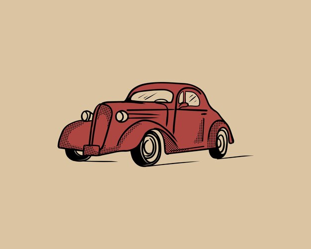 Vector de coche clásico ilustrativo dibujado a mano