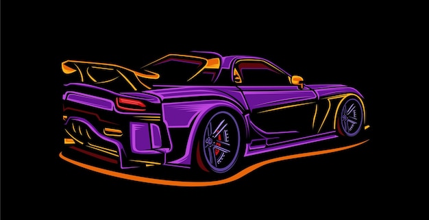 Vector de coche deportivo en fondo oscuro