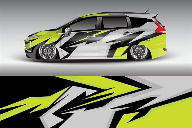 Vector coche envolver gráfico de carreras fondo abstracto para envolver y pegatina de vinilo