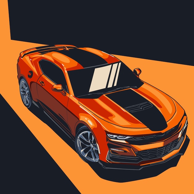 Vector coche de músculo americano con estilo dibujado a mano.