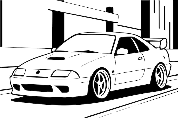 Vector de coches de carreras de calle para colorear