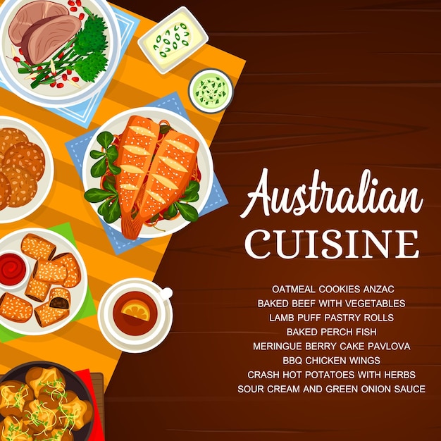 Vector de cocina australiana Cartel de comida de Australia