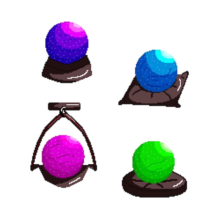 Vector vector de la colección de bolas de cristal de píxeles