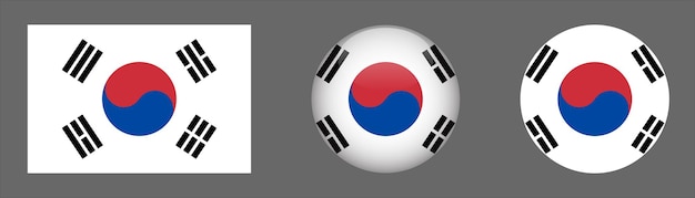 Vector de colección de conjunto de bandera de Corea del sur