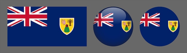 Vector de colección de conjunto de bandera de islas turcas y caicos