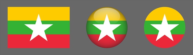 Vector de colección de conjunto de bandera de myanmar