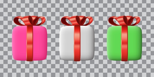 vector de colección de conjunto de diseño de elemento de caja de regalo realista 3d