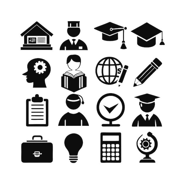 Vector de colección de conjuntos de iconos de educación y aprendizaje para documentos de interfaz de usuario, sitios web y aplicaciones móviles