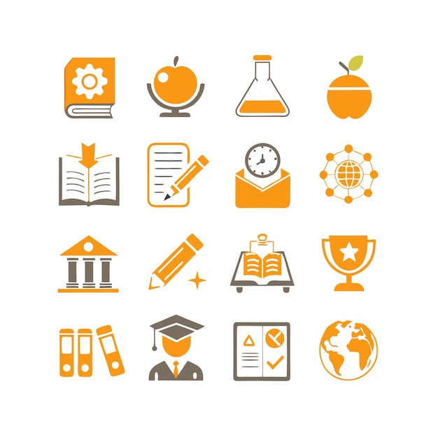 Vector de colección de conjuntos de iconos de educación y aprendizaje para documentos de interfaz de usuario, sitios web y aplicaciones móviles