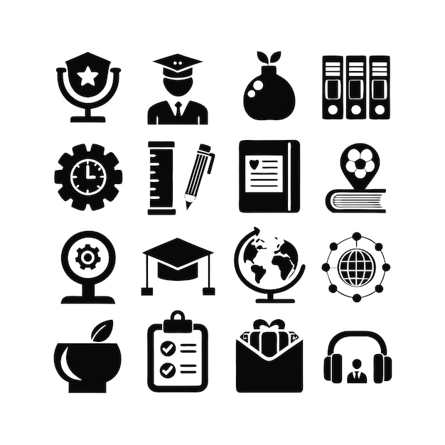 Vector de colección de conjuntos de iconos de educación y aprendizaje para documentos de interfaz de usuario, sitios web y aplicaciones móviles